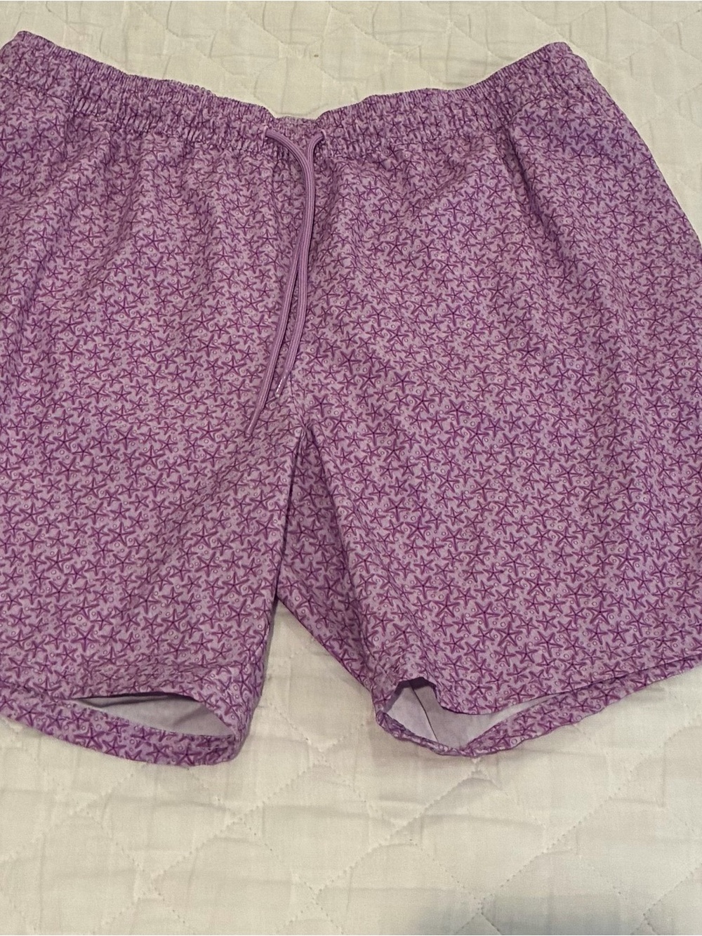 Vineyard Vines Purple Starfish Print Swim Trunks